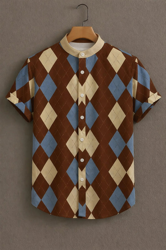 Soulbox Brown Casual Shirt with Argyle Print