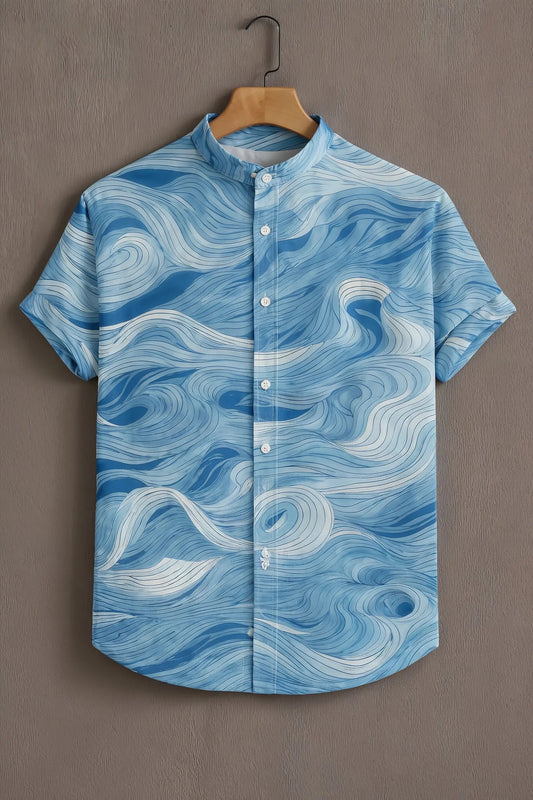 Soulbox Blue Casual Shirt with Wave Print