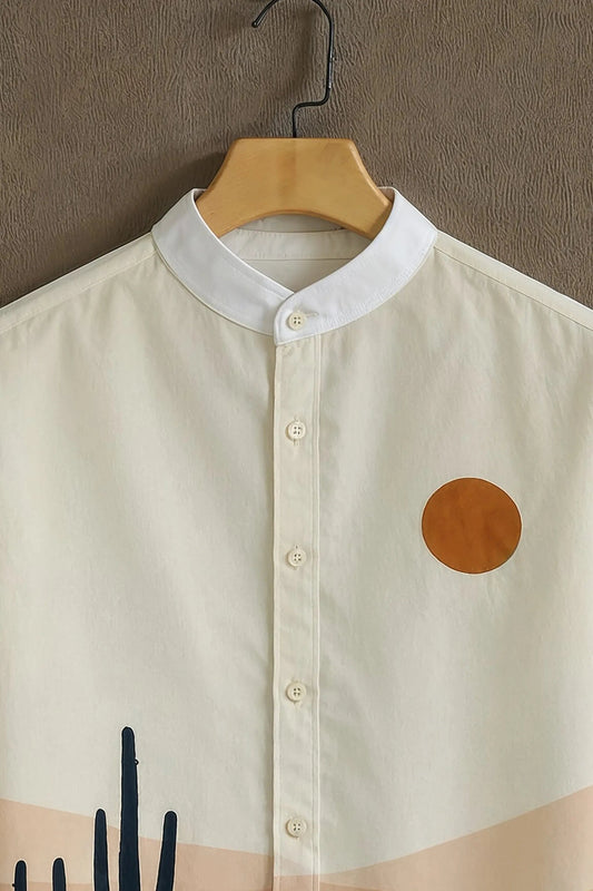Soulbox Cream Casual Shirt with Desert Landscape Print