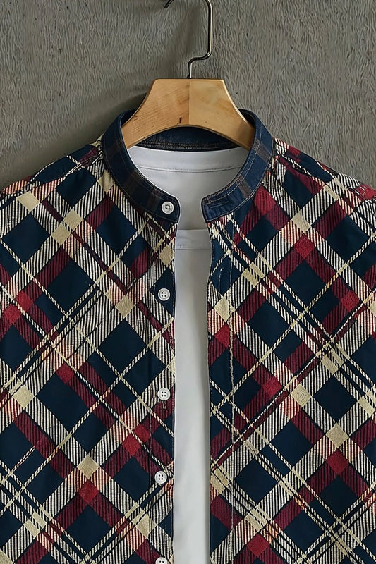 Soulbox Navy Casual Shirt with Red Check Print