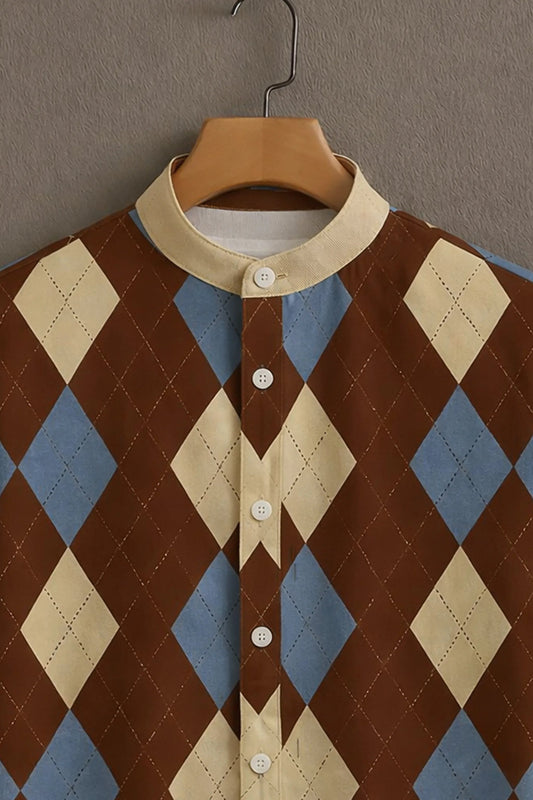 Soulbox Brown Casual Shirt with Argyle Print