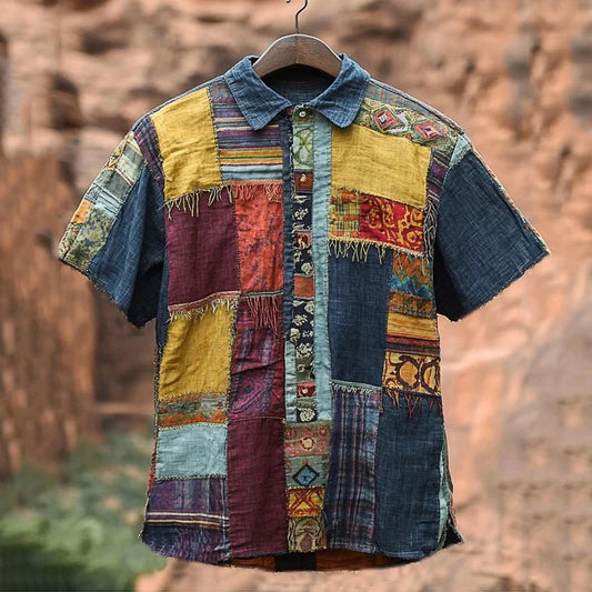 ZenVastra’s Desert Nomad Artisan Patchwork Casual Shirt