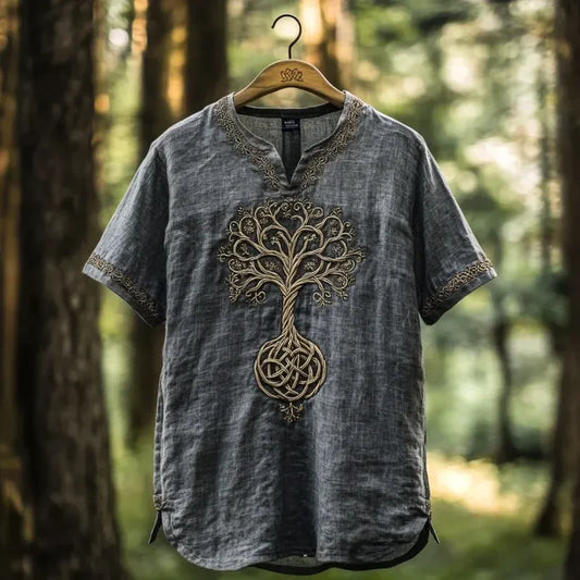 ZenVastra’s Sacred Tree of Life Embroidered Premium Ethnic Shirt