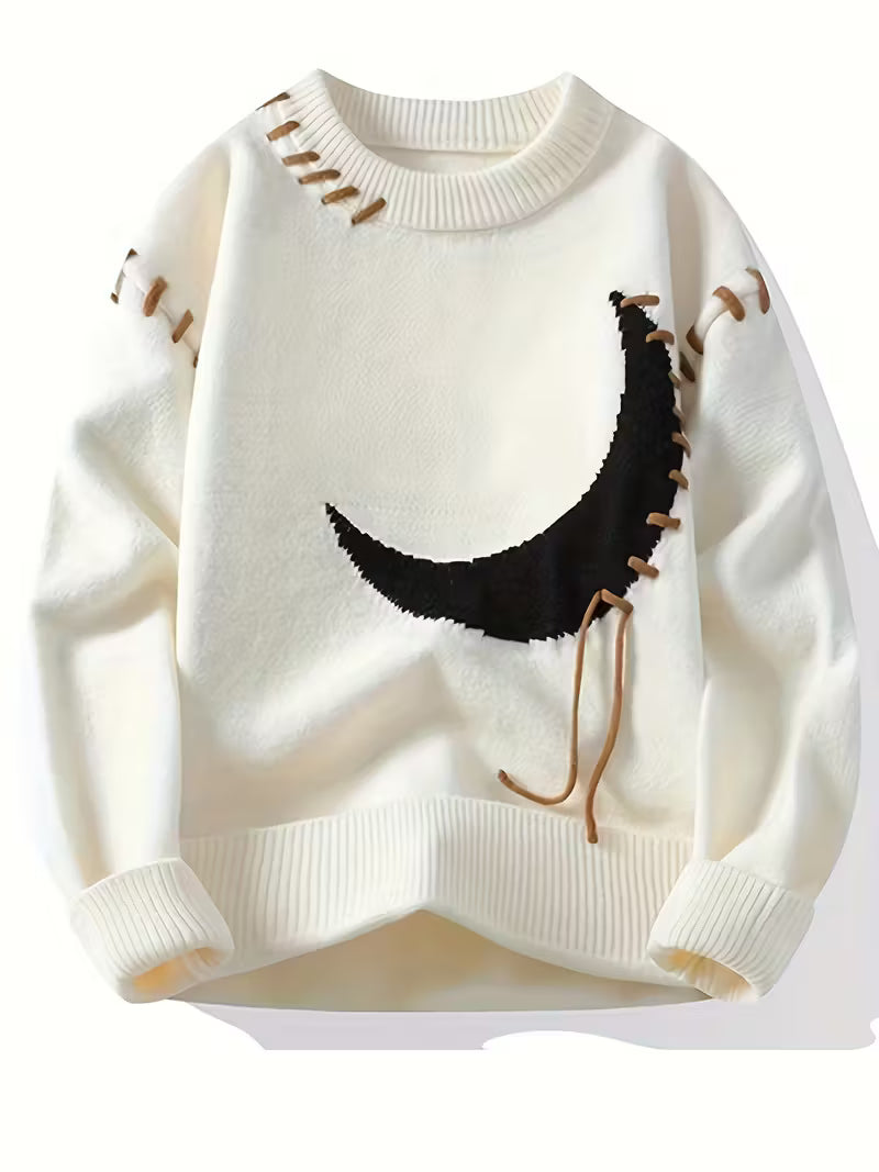 Swebet Men’s Loose Fit Distressed Sweater – Black Asymmetrical Hem Pullover