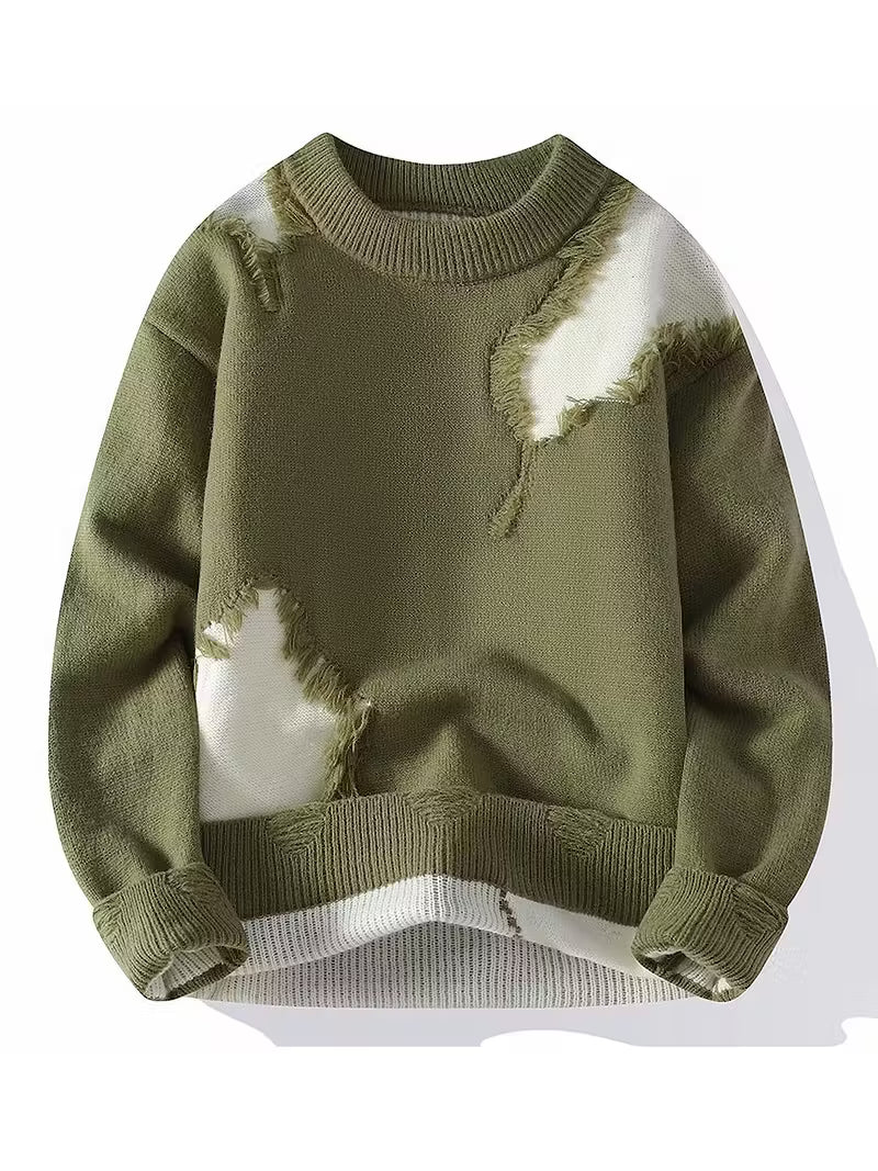 Swebet Men’s & Teen Boys’ Distressed Knit Sweater – Casual Pullover
